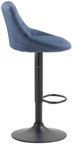 Banco de bar Lazio em tecido e com estrutura preta 46 x 83-104 x 49 cm Azul