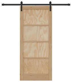 Porta Deslizante 86x198,5 cm Conjunto de 2 Natural e Preto