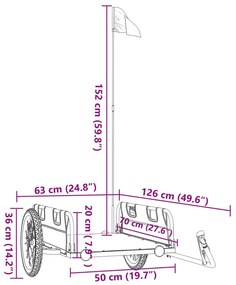 Reboque de carga para bicicleta tecido oxford e ferro verde