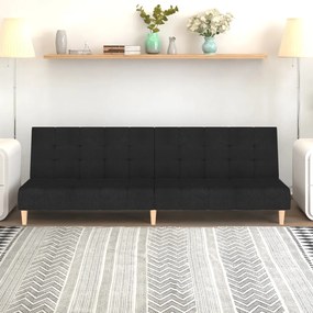 vidaXL Sofá-cama de 2 lugares tecido preto