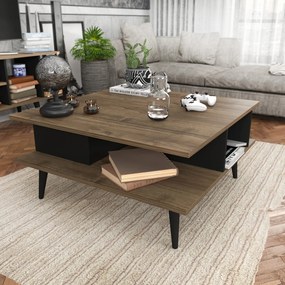 Mesa de Centro Akya – Preto Nogal – 89x89x44 cm