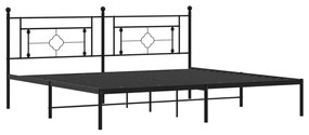 Estrutura de cama com cabeceira 200x200 cm metal preto