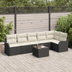 Conjunto de Sofá Jardim 6 Peças com Almofadas Rattan Poliéster Marrom,