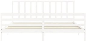 Cama sem colchão 200x200 cm madeira de pinho maciça branco