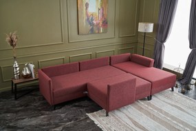 Sofá-Cama de Canto Eris – Vermelho Claret – 300x78x202 cm