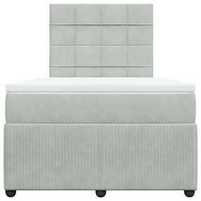 Cama boxspring com colchão 120x190 cm veludo cinzento-claro