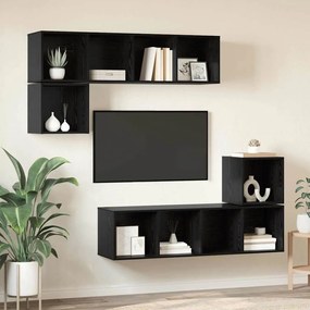 vidaXL Conjunto de móvel de TV 4 pcs Carvalho preto 37 x 37 x 142.5 cm