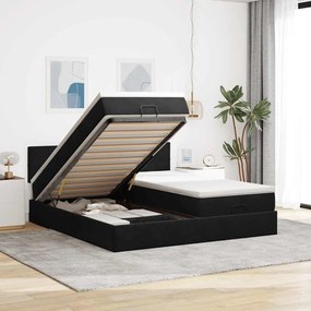 vidaXL Estrutura de cama otomana com colchões 200x200cm veludo preto