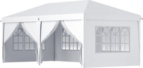 Outsunny Tenda para Festas 6x3 m Tenda de Jardim com Paredes Laterais Amovíveis 2 Portas com Zíper 4 Janelas e Bolsa de Transporte Branco | AOSOM Portugal