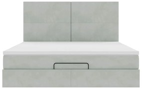 Estrutura cama otomana colchões 160x200cm veludo cinzento claro