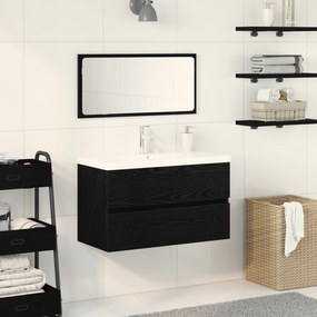 Conjunto de Móveis para Casa de Banho de 3 Peças Carvalho Preto Madeir