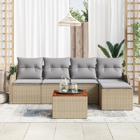 Conjunto de Sofá para Jardim vidaXL de 6 Peças com Almofadas Bege de V