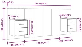 Cabeceira cama + armários madeira processada carvalho fumado