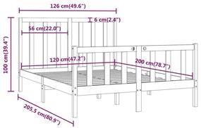 Estrutura de cama 120x200 cm madeira maciça