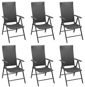 7 pcs conjunto de jantar para jardim vime PE preto
