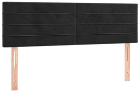 Cabeceira de cama c/ luzes LED veludo 144x5x78/88 cm preto