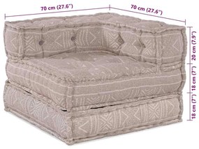 Puff Modular Marrom Claro 70x70x54 em Tecido