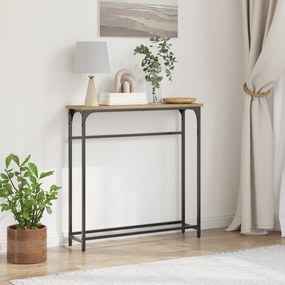 Mesa de Console vidaXL Carvalho Artesanal 75x19,5x75 cm Madeira de Eng