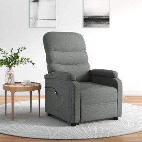 vidaXL Poltrona elevatória tecido cinzento-escuro
