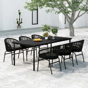 vidaXL 7 pcs conjunto de jantar para jardim preto