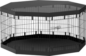 PawHut Parque para filhotes, 76 cm de altura/aprox. 2,5 m², 8 painéis, lona de fundo, cobertura combinada | Aosom Portugal