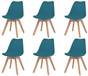 Cadeiras de jantar 6 pcs plástico turquesa