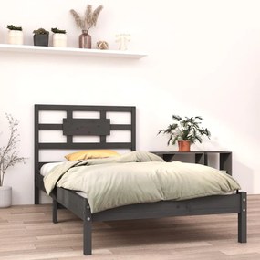Estrutura de cama 100x200 cm madeira maciça cinzento