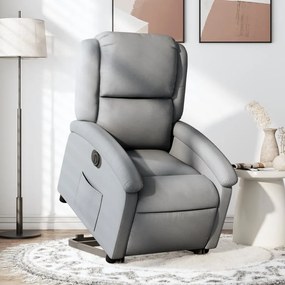 vidaXL Poltrona reclinável elevatória elétrica tecido cinzento-claro