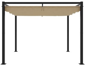 Gazebo de jardim com teto retrátil 3x3 m aço cinza