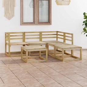 vidaXL 6 pcs conjunto lounge de jardim pinho impregnado verde