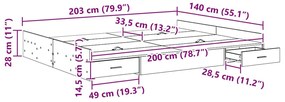 Estrado de cama com arrumação Sonoma cinzento 140 x 200 cm