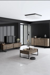 Conjunto de Mobiliário de Sala Luxe – Nogueira/Preto – Console 160x35x