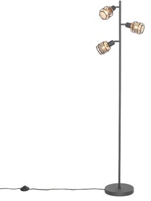 Candeeiro de pé design preto com dourado 3-luzes - Noud Design