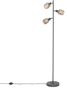 Candeeiro de pé design preto com 3 luzes douradas - Noud Design