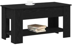 Mesa de Café de Carvalho Preto - 101x49x52 cm Feita de Madeira Reforça