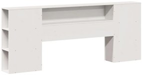 Cabeceira com arrumação 200 cm madeira de pinho maciça branco