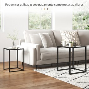 Conjunto de 2 Mesas de Centro Quadradas Conjunto de Mesas Auxiliares E