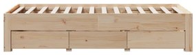 Cama sem colchão com gavetas 90x190 cm madeira de pinho maciça