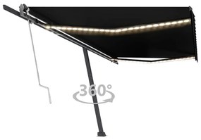 vidaXL Toldo automático com LED e sensor de vento 500x300 cm antracite