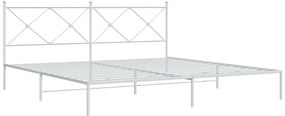 Estrutura de cama com cabeceira 193x203 cm metal branco