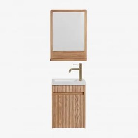 Conjunto De Móvel De Casa De Banho Em Madeira Com Lavatório Integrado Narek Castanho Fresno & Madeira Retangular 50x70 Cm Mazure & - Sklum