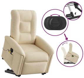 Poltrona elétrica elevatória massagens tecido creme