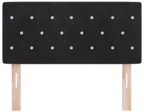 Cabeceira LED com botão de cristal tuftado em preto, 100 cm, veludo