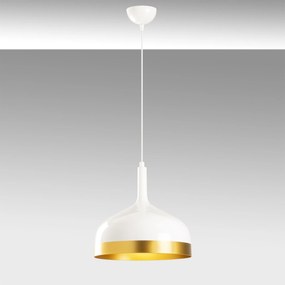 Candeeiro de Teto Saglam – Branco e Dourado – 30 cm de Diâmetro, 128 c