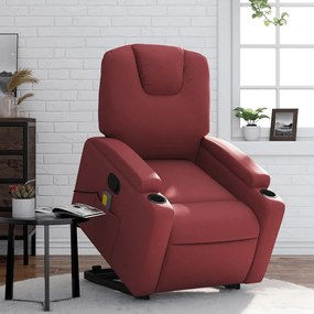 Poltrona massagens reclinável couro artificial vermelho tinto