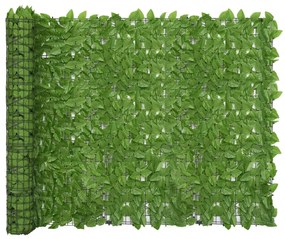 vidaXL Tela de varanda com folhas verdes 400x150 cm