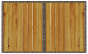 Mesa de jardim com tampo de madeira 110x68x70 cm vime PE cinza