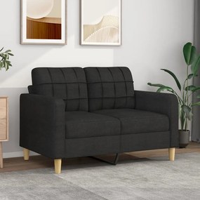 vidaXL Sofá de 2 lugares tecido 120 cm preto