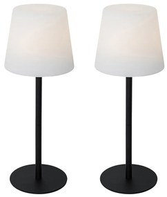 LED Conjunto de 2 Candeeiros de Mesa Recarregáveis Pretos 40 cm IP54 - Jude Moderno