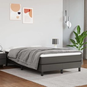 vidaXL Estrutura de cama com molas 120x200 cm couro artificial cinzento